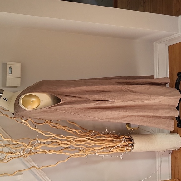 Elegant Sleeveless Tan Dress - Picture 2 of 9